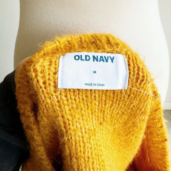 OLD NAVY Mustard Yellow Speckled Cable-Knit Popcorn Sweater M - Picture 8 of 8